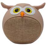 Kyurius Woo-Hoo Owl Shaped Mini Bluetooth Portable Speaker, USB Rechargeable Battery w/Built-in Microphone & TWS Function (Khaki)