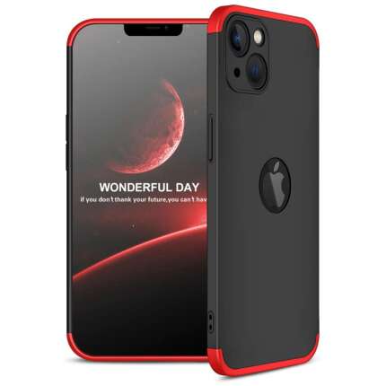Glaslux Full Body 3-in-1 Slim Fit (Red-Black-Red) Full 360 Protection Back Case Cover for iPhone 13