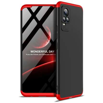 Zivite Full Body 3-in-1 Slim Fit (Red-Black-Red) 360 Degree Protection Hybrid Hard Bumper Back Case Cover for Vivo Y73 / V21e 4G