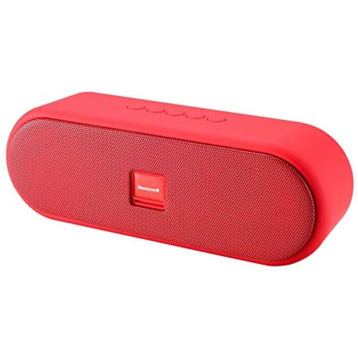 Honeywell Suono P200 Wireless Bluetooth Speaker, Upto 15 Hours Playtime, in-Built Mobile Holder, Premium Stereo Sound & Deep Bass (Red)