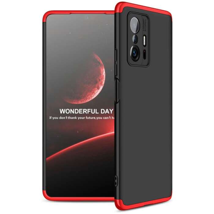Cascov Full Body 3-in-1 Slim Fit (Red-Black-Red) Alround 360 Protection Back Case Cover for Xiaomi Mi 11T Pro 5G