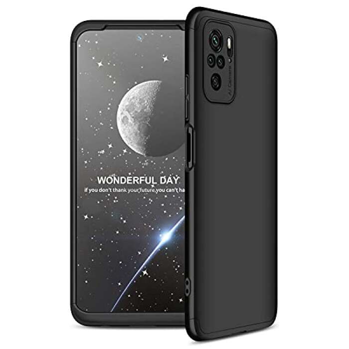 Cascov Full Body 3-in-1 Slim Fit (Full Black) Alround 360 Protection Back Case Cover for Redmi Note 10 / Note 10s