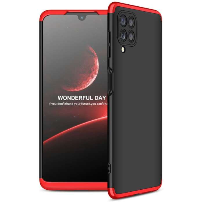 Cascov Full Body 3-in-1 Slim Fit (Red-Black-Red) Alround 360 Protection Back Case Cover for Samsung Galaxy M32 / A22 4G