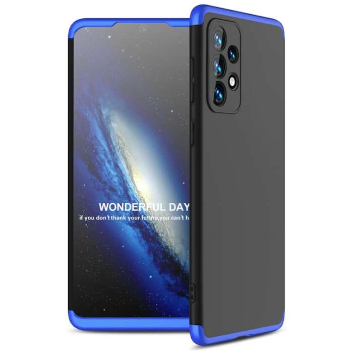 Glaslux Full Body 3-in-1 Slim Fit (Blue-Black-Blue) Full 360 Protection Back Case Cover for Samsung Galaxy A53 5G