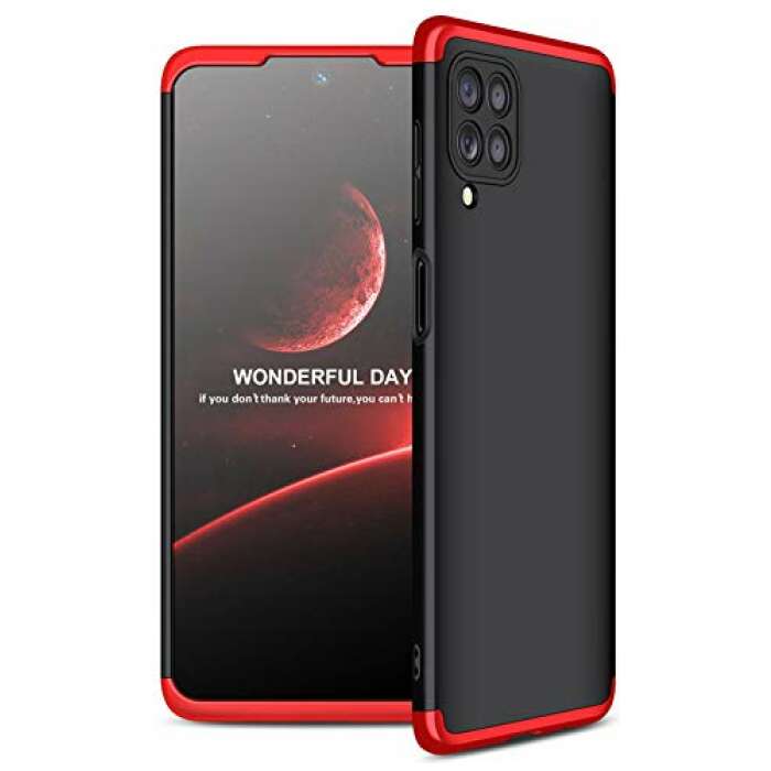 Glaslux Full Body 3-in-1 Slim Fit (Red-Black-Red) Full 360 Protection Back Case Cover for Samsung Galaxy F62 / M62
