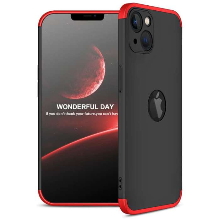 Cascov Full Body 3-in-1 Slim Fit (Red-Black-Red) Alround 360 Protection Back Case Cover for iPhone 13 Mini