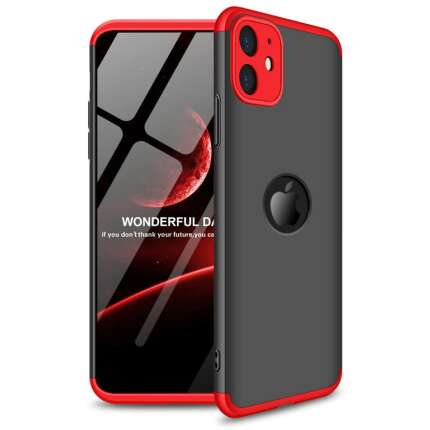 Glaslux Full Body 3-in-1 Slim Fit (Red-Black-Red) Full 360 Protection Back Case Cover for iPhone 11