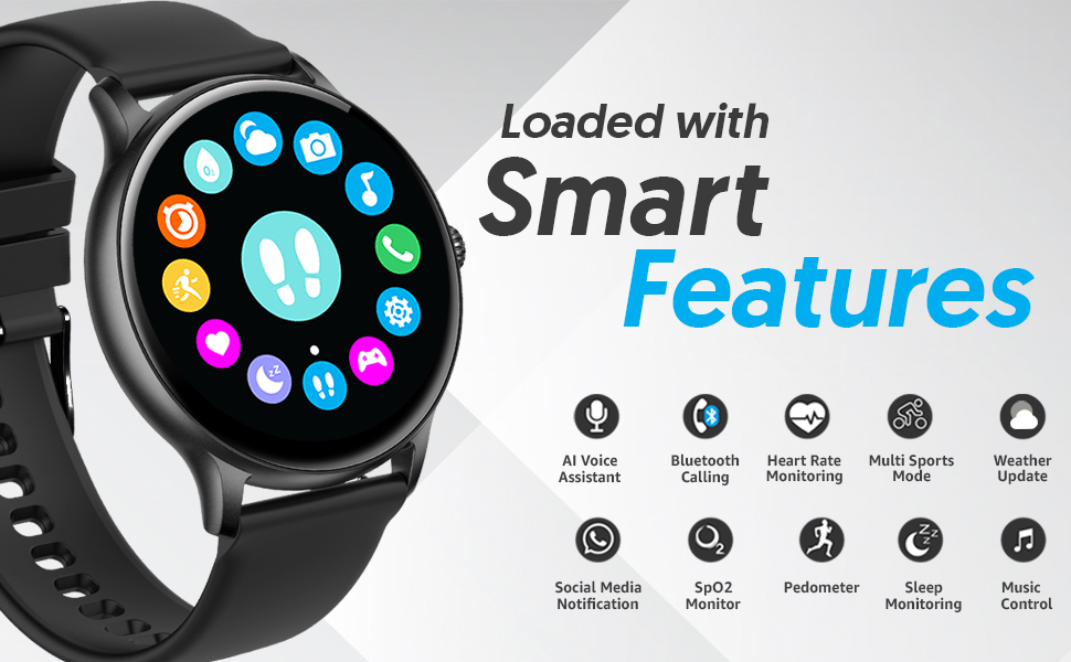 Smartwatch, watch, Smart watch for men, Maxima Smartwatch, Round Smartwatch, Round Calling Watch 