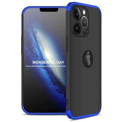 Glaslux Full Body 3-in-1 Slim Fit (Blue-Black-Blue) Full 360 Protection Back Case Cover for iPhone 13 Pro Max
