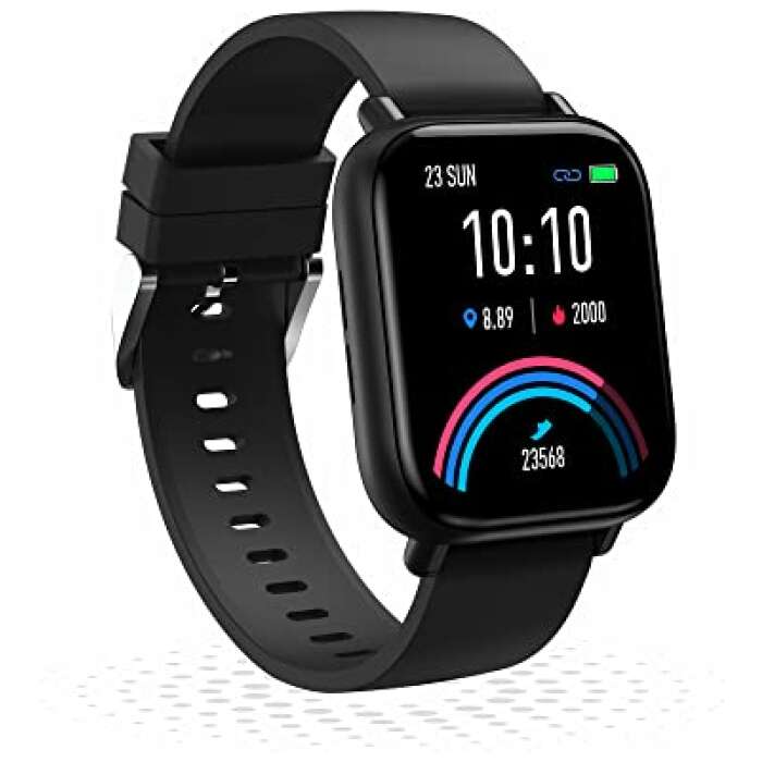 Gionee STYLFIT GSW6 Smartwatch with Bluetooth Calling and Music, Built-in Mic & Speaker, 1.7” Display, Multiple Watch Faces, SpO2 & 24 * 7 HR Monitoring, Full Touch Control(Matte Black), Regular