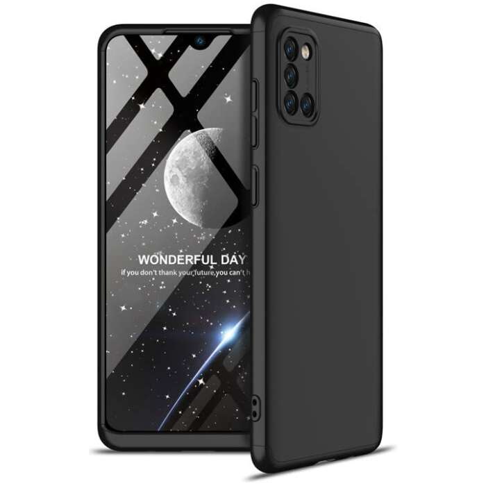 Zivite Full Body 3-in-1 Slim Fit (Full Black) 360 Degree Protection Hybrid Hard Bumper Back Case Cover for Samsung Galaxy A31