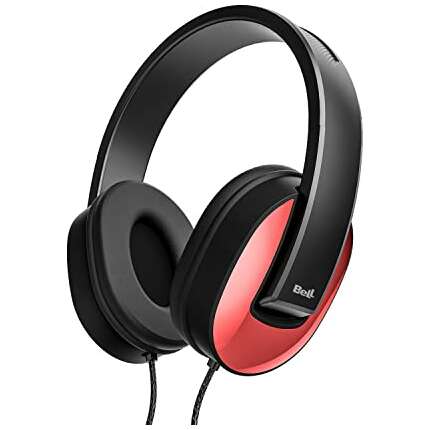 BeLL BLHP120A Wired on-Ear Headphone with Tangle Free Cable +3.5mm Jack,Headset with 18hz-24Khz Frequency Response & 32ohm Impedance, Flexible 2D axis Folding Mechanism Headphone (BLHP120A-Red)