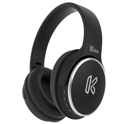 Klikk Rock On 101 Bluetooth Wireless Over Ear Headphones with Mic, 30 Hours Playback, AUX & SD Card & Voice Assistant Support with Foldable & Rotatable Compact Design (Black)