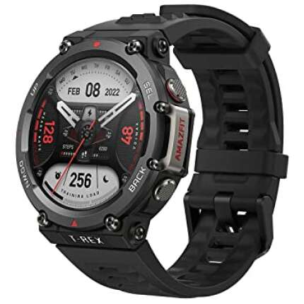 Amazfit T-Rex 2 Premium Multisport GPS Sports Watch, Real-time Navigation, Strength Exercise, 150+ Sports Modes&10 ATM Waterproof, Heart Rate, SpO2 Monitoring and 24-day Long Battery Life(Ember Black)