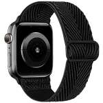Penguin Kart -Modern Nylon Band Compatible with Apple Watch Straps 42mm 44mm 45mm 49mm, Adjustable Braided Stretch Replacement Wristband- Black (Watch Not Included)