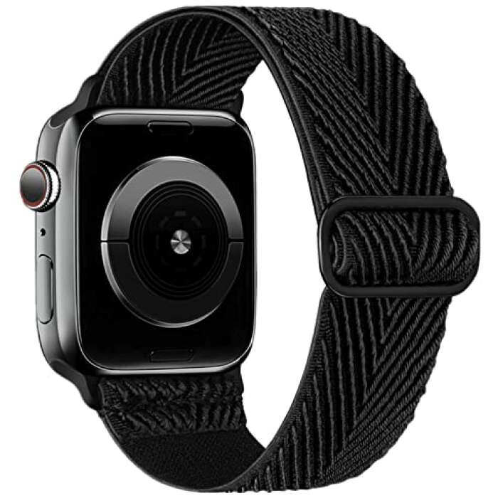 Penguin Kart -Modern Nylon Band Compatible with Apple Watch Straps 42mm 44mm 45mm 49mm, Adjustable Braided Stretch Replacement Wristband- Black (Watch Not Included)