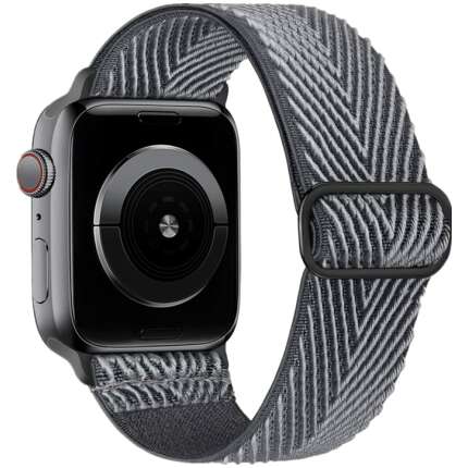 Penguin Kart -Modern Nylon Band Compatible with Apple Watch Straps 42mm 44mm 45mm 49mm, Adjustable Braided Stretch Replacement Wristband- Dark Grey (Watch Not Included)