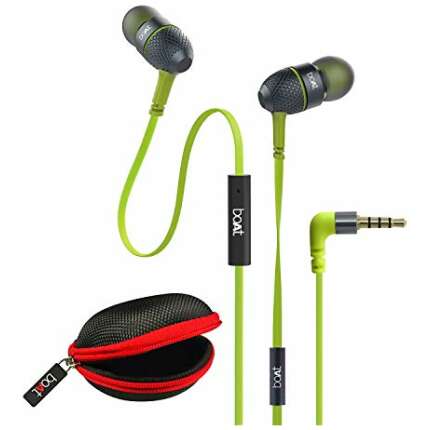 boAt BassHeads 225 Wired in Ear Earphone with Mic and Carry Case(Neon Lime)