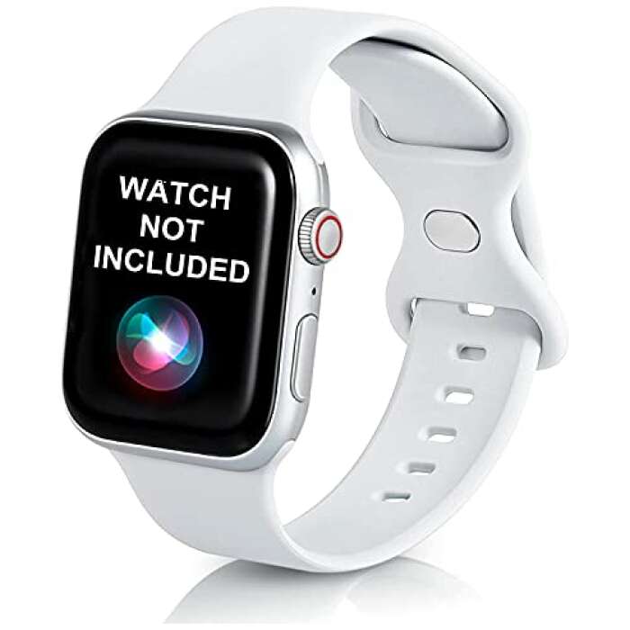 Watch Strap Compatible with Apple Watch Straps 49mm 45mm 44mm 42mm, Soft Silicone Band for iWatch Series Ultra 8 7 6 5 4 3 2 1 SE (Watch Not Included) (White 48)