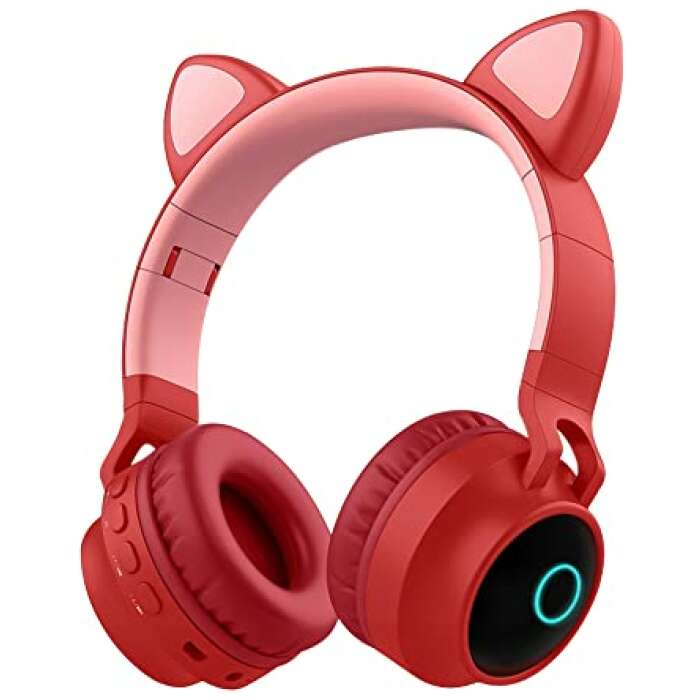 WK LIFE BORN TO LIVE- Updated 2022 K9 5.1 Wireless Bluetooth Upto 30 Hours Play Time with 800 mAh Battery Headphones for Teenagers, Young Girls/Boys- Red