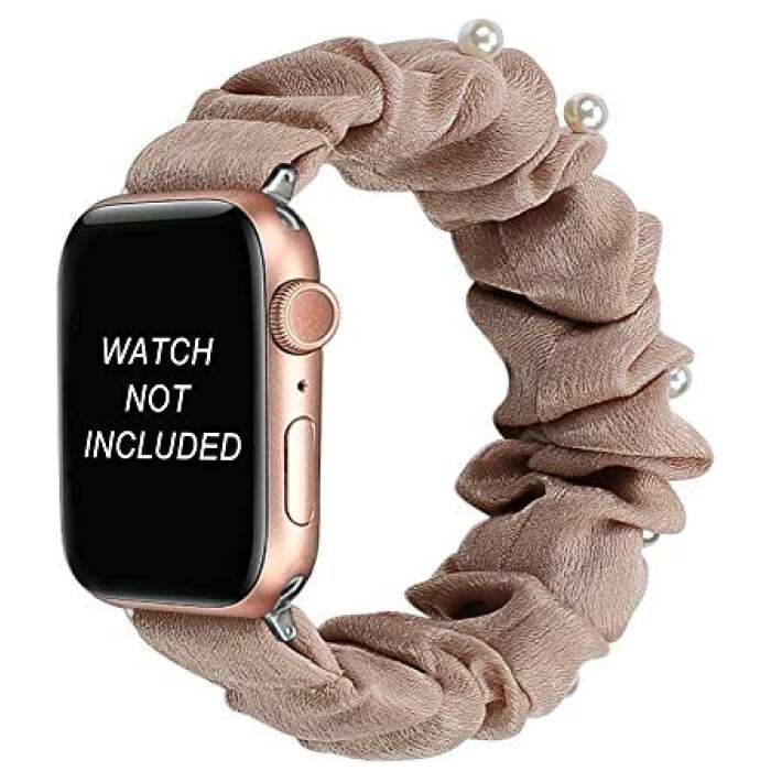 KEYSJEFF Compatible with Scrunchies Apple Watch Strap 45mm 40mm 41mm 44mm Cloth Soft Pattern Printed Fabric Wristband Iwatch Cute Elastic Scrunchy Bands Series 7/SE/6/5/4/3 (Watch Is Not Included) (38mm/40mm Size Large,#3)