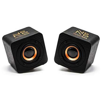 NB NOIZZYBOX Cube XS Pair Premium Wood Finish Portable Wireless Bluetooth Speaker with 5W Output, HD Sound Portable Speaker 14+ Hrs Playtime Bluetooth 5.0, Aux-in/TWS (Black)