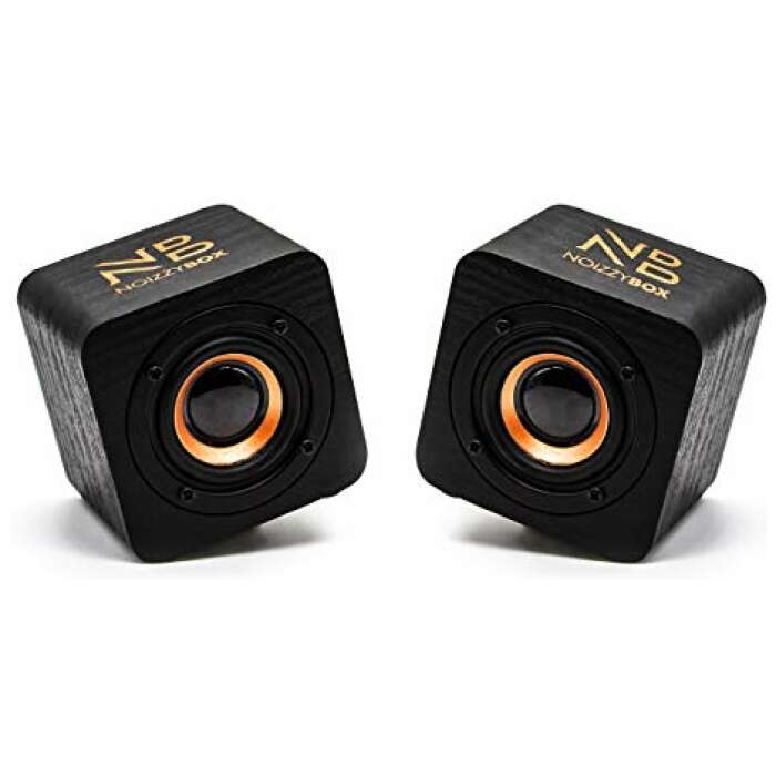 NB NOIZZYBOX Cube XS Pair Premium Wood Finish Portable Wireless Bluetooth Speaker with 5W Output, HD Sound Portable Speaker 14+ Hrs Playtime Bluetooth 5.0, Aux-in/TWS (Black)