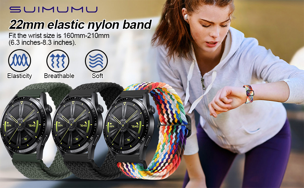 22mm elastic nylon band samsung galaxy watch 3 45mm strap