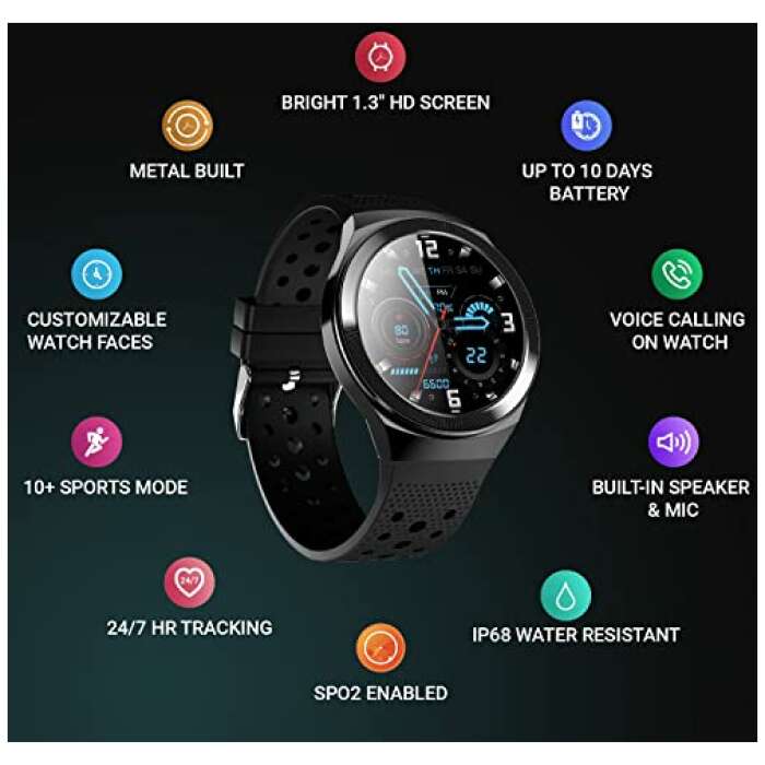 Crossbeats Orbit Sport BT Calling Smart watch, in-App GPS, AI Voice  assistant, IPS HD Display & Metal body, Heart rate & SpO2 Monitoring, Multi  sports modes 100+ smartwatch faces, Notifications alerts -