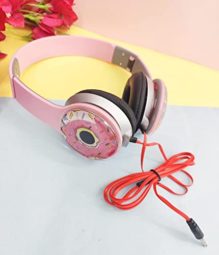 AMANVANI (Pack of 1 Piece) Cute Donut Macron Headphone in-Ear Stereo | Earphone for Kids Girls | Glitter Headphone Birthday Return Gifts