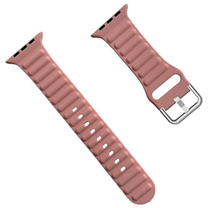 ARTCHE Replacement Straps for Apple i Watch Series 8 7 6 5 4 3 2 1 SE | Silicon Leather Texture Bands for i Watch 42mm/44mm/45mm. (Watch Not Included) (Pink)