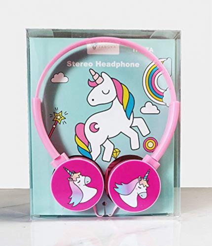 BestTrend Unicorn Kids Wire Headphone Without mic, 3.5mm Jack Bass Booster Adjustable On-Ear Headphones, Compatible with Cellphones, PC (Age 4 to 15 Years) (Pink)