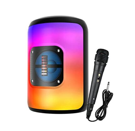 Blaupunkt Atomik PS20 Wireless Bluetooth 20W Outdoor Party Speaker I Dual Passive RadiatorI 1800mAh Battery I Dynamic RGB Lights I Karaoke with Mic I TWS Function I for Camping, Outdoor Parties