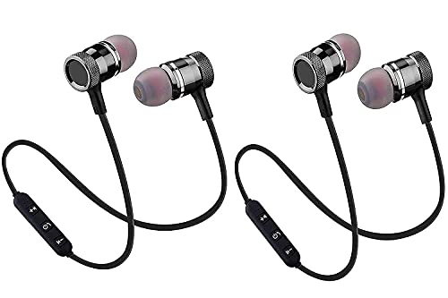Blaxstoc Bluetooth Wireless In Ear Earphones With Mic With Noise Isolation Hands Free,Buttons Magnetic Fit For Gym Running For All Android And Ios-Combo -Pack Of 2