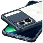 Cascov Military Grade Protection Shock Proof Slim Slide Camera Lens Cover Transparent Lens Mobile Phone Case for iPhone 12 Pro Max - Blue