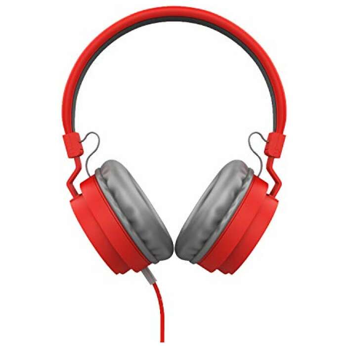 Corseca 3213 HD Stereo Sound On Ear Light Wired Headphones with Mic and 40mm Drivers for Enhanced Bass (Red)