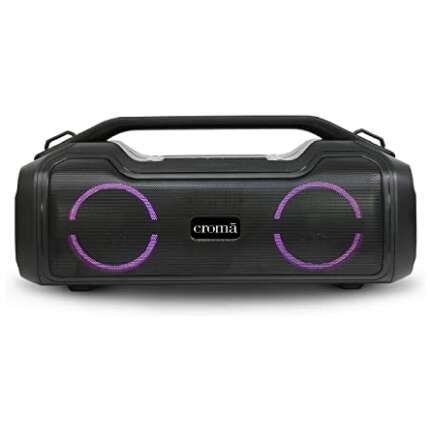 Croma Portable Bluetooth Boombox Speaker with 40W Audio Output, Multiple connectivity: Built in mic and RGB Party Lights, Type-C Charging Port (12 Months Warranty) (CREMP1902sBTBB, Black)