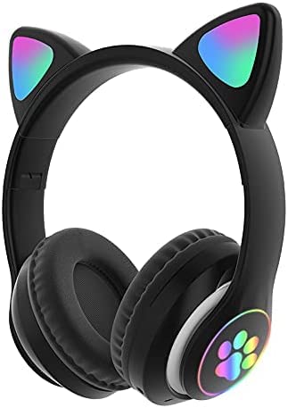 Daemon Headphones, Bluetooth Wireless Headphones for Kids Teens Adults, Over-Ear Bluetooth Headphones with Microphone, Cat Ear Headphones for Girls Women (Royal Black)