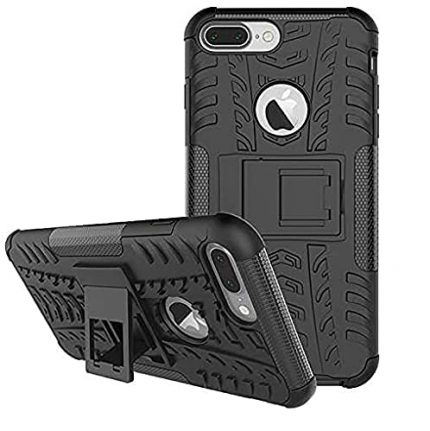 Dizgear Designed for iPhone 7 Plus, Back Cover, Premium Real Hybrid Shockproof Bumper Defender Cover, Kickstand Hybrid Desk Stand Back Case Cover for iPhone 7 Plus - Black