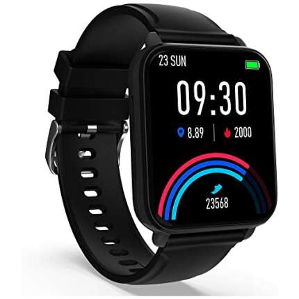 Dr Trust USA HealthPal 2 Full Touch Screen Fitness Watch (Black) for Men & Women, Bluetooth Android, iOS Connected, Smart Notifications for Call, SMS, Social Media, 1.7” Display Sports Modes, Sleep Monitoring, Music Control-8003