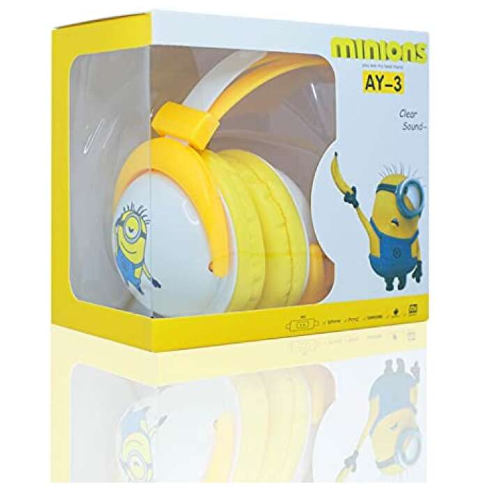EMONO New Lovely Cute Cartoon Character 3.5mm Stereo Folding Headband Yellow Big Earphone On Ear Headphones