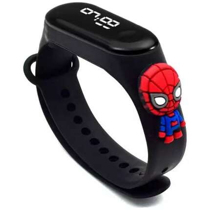 EVOTECH Digital Dial Waterproof Stylish and Fashionable Wrist Smart Watch LED Band for Kids, Rakhi, Colorful Cartoon Character Super Hero for Boys & Girls (Spider Man)