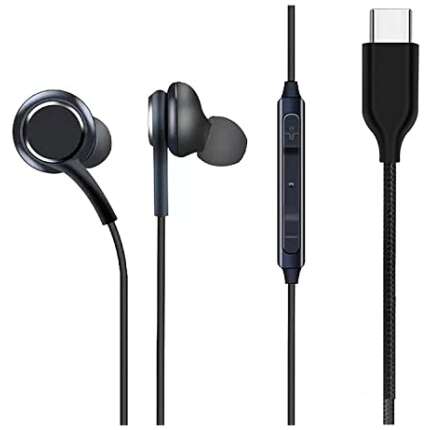 Earphones Headphones for OnePlus Nord/One Plus Nord Earphone Original Like Wired Stereo Deep Bass Head Hands-free Headset Earbud With Built in-line Mic, With Premium Quality Good Sound Call Answer/End Button, Music 3.5mm Aux Audio Jack (TYPE C AK, Black)