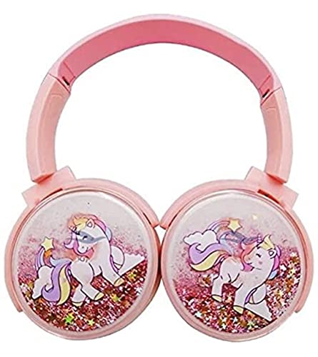ExcluZiva Gallery Girls Unicorn Wireless Bluetooth Headphones Adjustable Over Ear Padded Cushions Headphones with Built-in HD Mic & TF Card Reader 5.0 Chip Version 40mm Speaker 12H Playback Bliss with Quick Charge Earphones