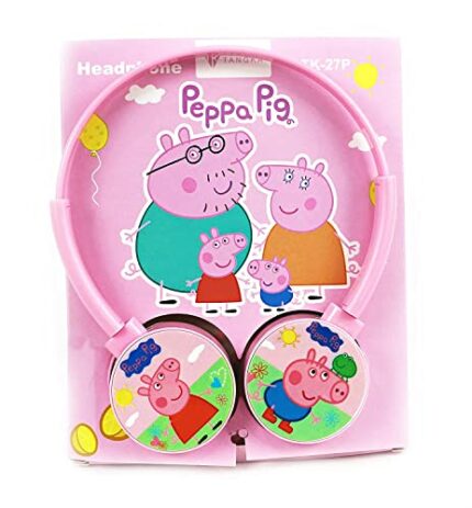 Fete Propz Latest Cute Peppa Pink Wired Headphone 3.5mm Jack - Adjustable Over-Ear - for Kids, Girls, Boys, Compatible with Mobile, Tablets, PC (Pack of 1)