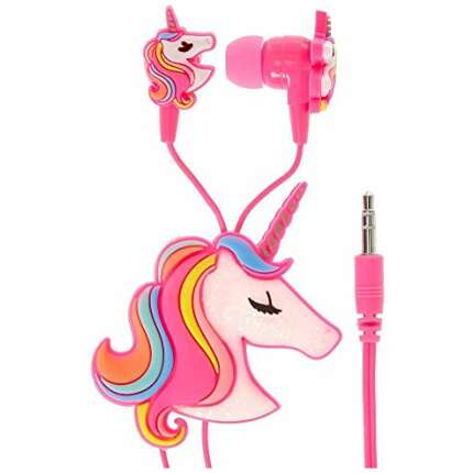 GJSHOP Unicorn Cartoon Wired Earphones Stereo Headphones for Kids Wired Headset Without Mic, Pink