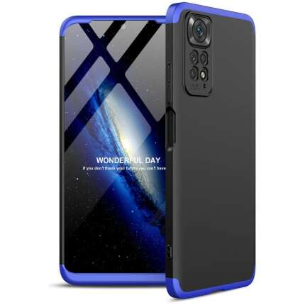 Glaslux Full Body 3-in-1 Slim Fit (Blue-Black-Blue) Full 360 Protection Back Case Cover for Redmi Note 11 Pro/Note 11 Pro Plus