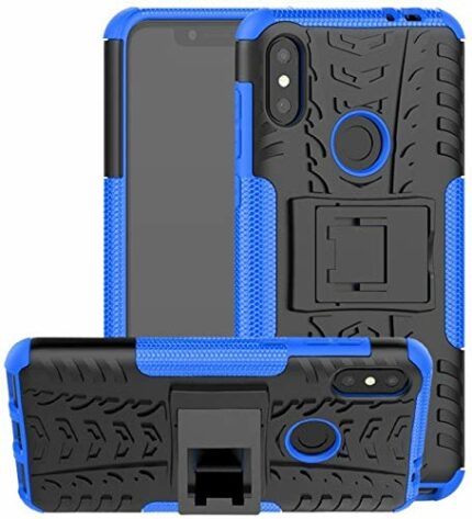 Glaslux Moto One Power, Back Cover, Premium Real Hybrid Shockproof Bumper Defender Cover, Kickstand Hybrid Desk Stand Back Case Cover for Moto One Power - Blue