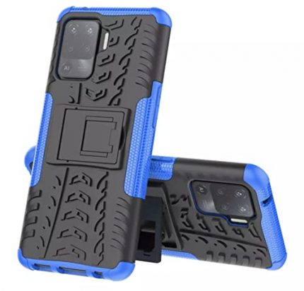 Glaslux Oppo A94 Shockproof Kickstand Hybrid Desk Stand Back Case Cover for Oppo A94 / Oppo F19 Pro - Blue