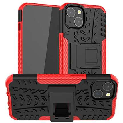 Glaslux iPhone 13 Kickstand Hybrid Desk Stand Back Case Cover for iPhone 13 - Red